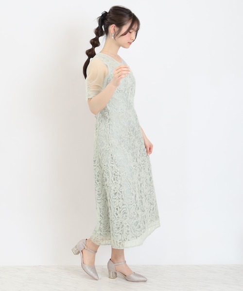 TRUDEA(トルディア)の「Vネック刺繍レース(ドレス・レディース・チャコールグレー/ブラック/ミント・MEDIUM/SMALL)」の14枚目の写真