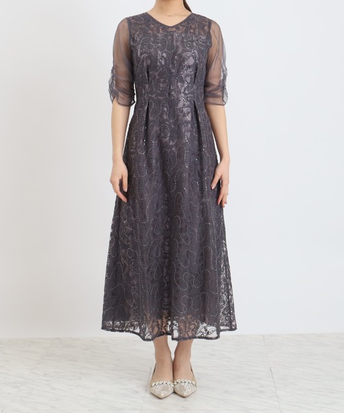 TRUDEA(トルディア)の「Vネック刺繍レース(ドレス・レディース・チャコールグレー/ブラック/ミント・MEDIUM/SMALL)」の9枚目の写真