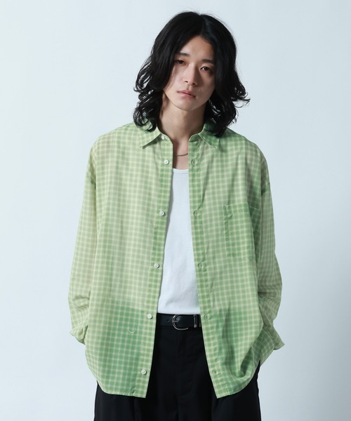 RAGEBLUE(レイジブルー)の「Sheer Check Pattern Shirt / シアーチェックシャツ(シャツ/ブラウス・メンズ・グリーン/その他5/ライトブルー/ブラック・LARGE/MEDIUM)」の3枚目の写真