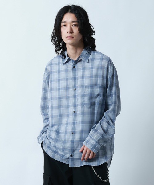 RAGEBLUE(レイジブルー)の「Sheer Check Pattern Shirt / シアーチェックシャツ(シャツ/ブラウス・メンズ・グリーン/その他5/ライトブルー/ブラック・LARGE/MEDIUM)」の4枚目の写真