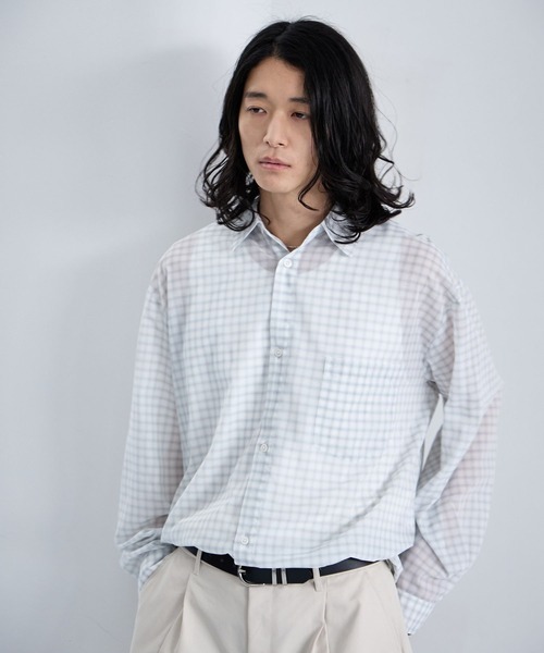 RAGEBLUE(レイジブルー)の「Sheer Check Pattern Shirt / シアーチェックシャツ(シャツ/ブラウス・メンズ・グリーン/その他5/ライトブルー/ブラック・LARGE/MEDIUM)」の9枚目の写真