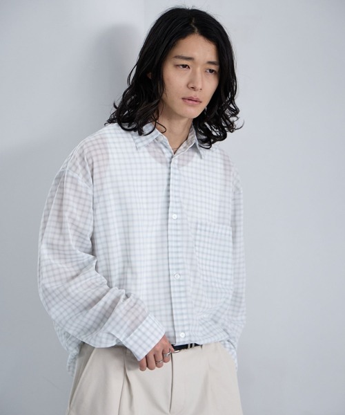 RAGEBLUE(レイジブルー)の「Sheer Check Pattern Shirt / シアーチェックシャツ(シャツ/ブラウス・メンズ・グリーン/その他5/ライトブルー/ブラック・LARGE/MEDIUM)」の10枚目の写真