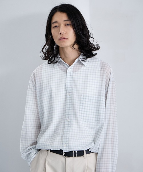RAGEBLUE(レイジブルー)の「Sheer Check Pattern Shirt / シアーチェックシャツ(シャツ/ブラウス・メンズ・グリーン/その他5/ライトブルー/ブラック・LARGE/MEDIUM)」の11枚目の写真