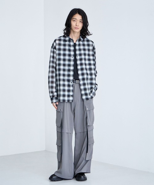 RAGEBLUE(レイジブルー)の「Sheer Check Pattern Shirt / シアーチェックシャツ(シャツ/ブラウス・メンズ・グリーン/その他5/ライトブルー/ブラック・LARGE/MEDIUM)」の12枚目の写真