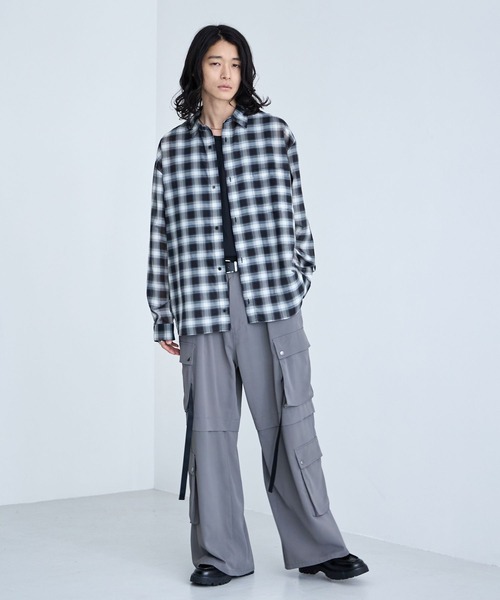 RAGEBLUE(レイジブルー)の「Sheer Check Pattern Shirt / シアーチェックシャツ(シャツ/ブラウス・メンズ・グリーン/その他5/ライトブルー/ブラック・LARGE/MEDIUM)」の13枚目の写真