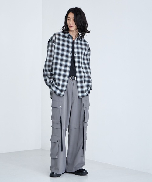 RAGEBLUE(レイジブルー)の「Sheer Check Pattern Shirt / シアーチェックシャツ(シャツ/ブラウス・メンズ・グリーン/その他5/ライトブルー/ブラック・LARGE/MEDIUM)」の14枚目の写真