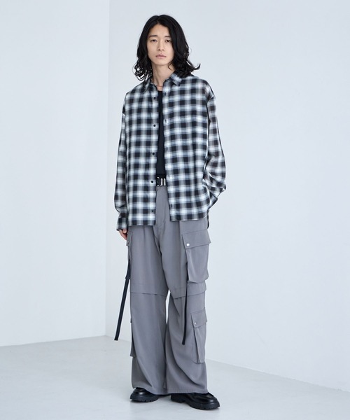 RAGEBLUE(レイジブルー)の「Sheer Check Pattern Shirt / シアーチェックシャツ(シャツ/ブラウス・メンズ・グリーン/その他5/ライトブルー/ブラック・LARGE/MEDIUM)」の15枚目の写真