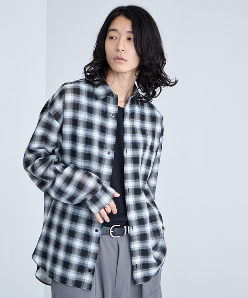 RAGEBLUE(レイジブルー)の「Sheer Check Pattern Shirt / シアーチェックシャツ(シャツ/ブラウス・メンズ・グリーン/その他5/ライトブルー/ブラック・LARGE/MEDIUM)」の16枚目の写真