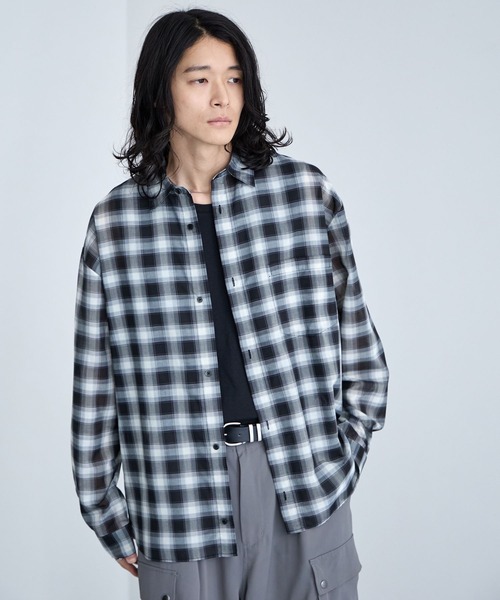RAGEBLUE(レイジブルー)の「Sheer Check Pattern Shirt / シアーチェックシャツ(シャツ/ブラウス・メンズ・グリーン/その他5/ライトブルー/ブラック・LARGE/MEDIUM)」の17枚目の写真