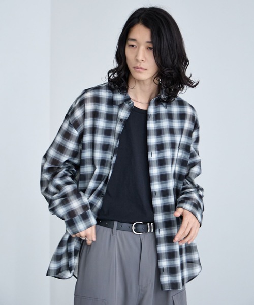 RAGEBLUE(レイジブルー)の「Sheer Check Pattern Shirt / シアーチェックシャツ(シャツ/ブラウス・メンズ・グリーン/その他5/ライトブルー/ブラック・LARGE/MEDIUM)」の18枚目の写真