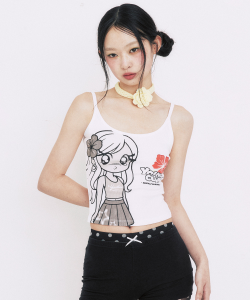 YOUHEE(ユヒ)の「YOUHEE GIRL GRAPHIC SLEEVELESS_WHITE(Tシャツ/カットソー・レディース・その他・SMALL/MEDIUM)」の1枚目の写真