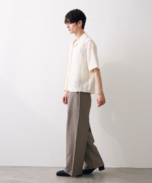 Shoowtime(ショウタイム)の「Tuck check wide slacks / タックチェックワイドスラックス(スラックス・メンズ・クリーム・MEDIUM/LARGE/X-LARGE)」の5枚目の写真