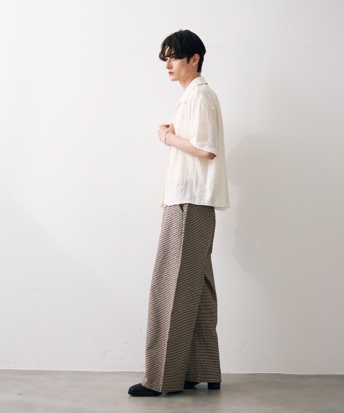 Shoowtime(ショウタイム)の「Tuck check wide slacks / タックチェックワイドスラックス(スラックス・メンズ・クリーム・MEDIUM/LARGE/X-LARGE)」の9枚目の写真