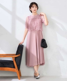【結婚式/お呼ばれに】レースドッキングワンピース