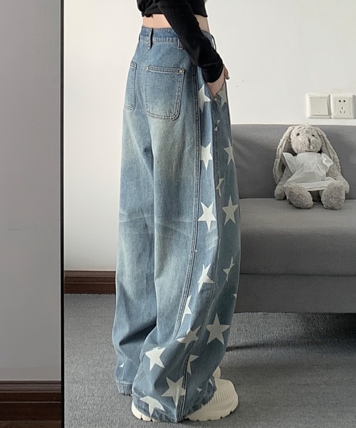 FAVORITO(ファヴォリート)の「プリントリラックスデニムパンツ(デニムパンツ・レディース・ダークブルー/ライトブルー・S/L/M)」の8枚目の写真