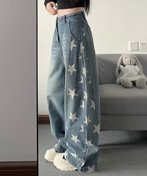 FAVORITO(ファヴォリート)の「プリントリラックスデニムパンツ(デニムパンツ・レディース・ダークブルー/ライトブルー・S/L/M)」の9枚目の写真