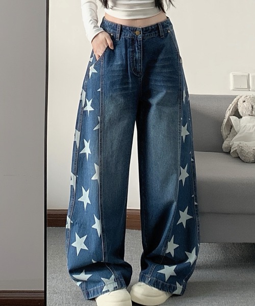 FAVORITO(ファヴォリート)の「プリントリラックスデニムパンツ(デニムパンツ・レディース・ダークブルー/ライトブルー・S/L/M)」の11枚目の写真
