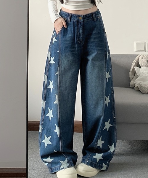 FAVORITO(ファヴォリート)の「プリントリラックスデニムパンツ(デニムパンツ・レディース・ダークブルー/ライトブルー・S/L/M)」の12枚目の写真