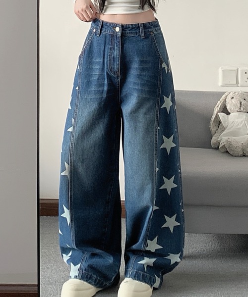 FAVORITO(ファヴォリート)の「プリントリラックスデニムパンツ(デニムパンツ・レディース・ダークブルー/ライトブルー・S/L/M)」の13枚目の写真