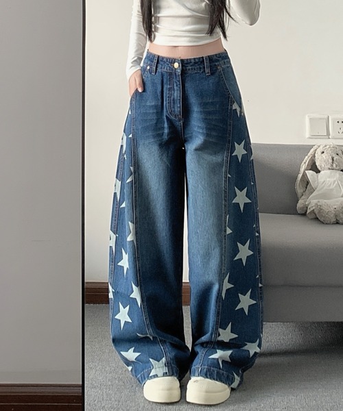 FAVORITO(ファヴォリート)の「プリントリラックスデニムパンツ(デニムパンツ・レディース・ダークブルー/ライトブルー・S/L/M)」の15枚目の写真