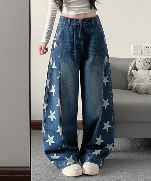 FAVORITO(ファヴォリート)の「プリントリラックスデニムパンツ(デニムパンツ・レディース・ダークブルー/ライトブルー・S/L/M)」の16枚目の写真