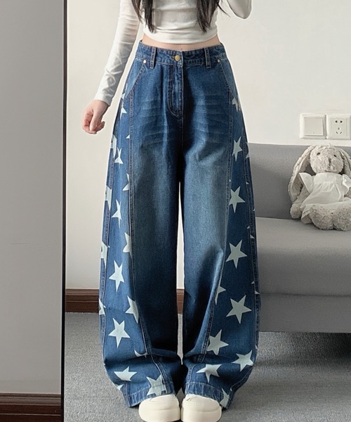 FAVORITO(ファヴォリート)の「プリントリラックスデニムパンツ(デニムパンツ・レディース・ダークブルー/ライトブルー・S/L/M)」の17枚目の写真