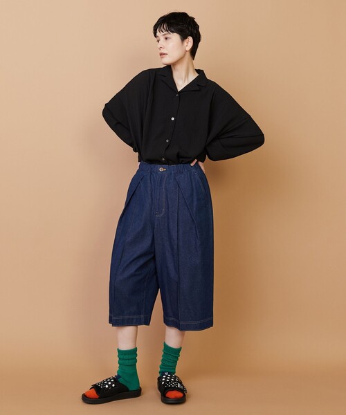 FRAPBOIS(フラボア)の「モイストデニム ハーフパンツ(その他パンツ・レディース・ブルー/ネイビー・2/1)」の9枚目の写真
