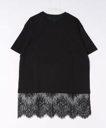 【C-FORT POINT/フォートポイント】【1枚でサマになる上品Tシャツ】裾レースチュニックTシャツ 綿100% 体型カバー 重ね着風 裾コンシャス 華やか