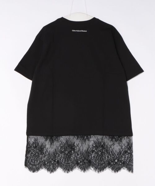 fort point(フォーポイント)の「【C-FORT POINT/フォートポイント】【1枚でサマになる上品Tシャツ】裾レースチュニックTシャツ 綿100% 体型カバー 重ね着風 裾コンシャス 華やか(Tシャツ/カットソー・レディース・ブラック/オフホワイト・FREE)」の3枚目の写真