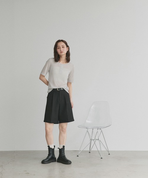 ad thie(アドティエ)の「シアー リブ ヘンリーネック トップス(Tシャツ/カットソー・レディース・ブラック/ピンク/ライトグレー・FREE)」の17枚目の写真