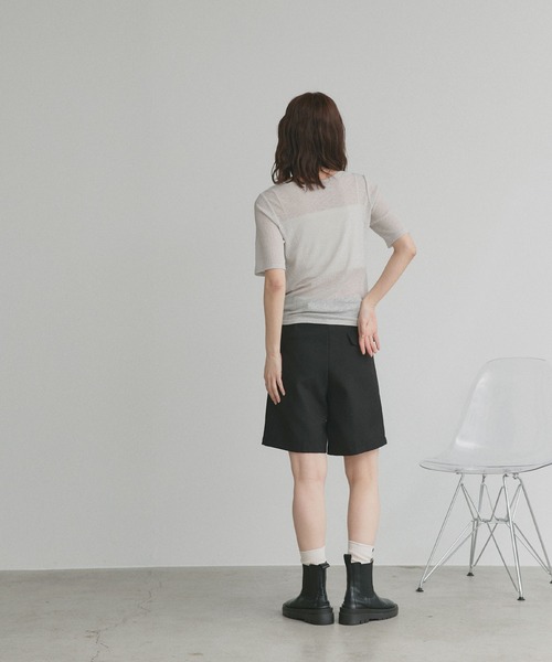 ad thie(アドティエ)の「シアー リブ ヘンリーネック トップス(Tシャツ/カットソー・レディース・ブラック/ピンク/ライトグレー・FREE)」の18枚目の写真
