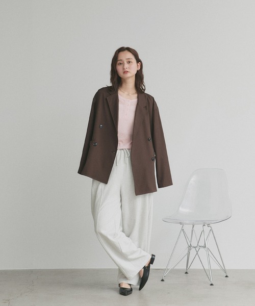 ad thie(アドティエ)の「シアー リブ ヘンリーネック トップス(Tシャツ/カットソー・レディース・ブラック/ピンク/ライトグレー・FREE)」の8枚目の写真