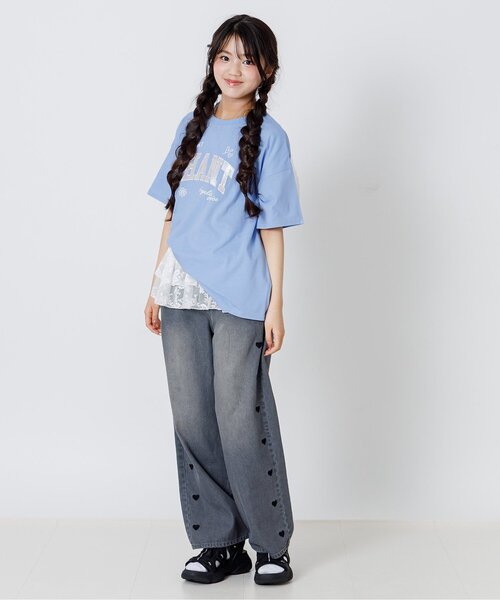 algy(アルジー)の「サテンアップリケロゴBIG半袖Tシャツ(Tシャツ/カットソー・キッズ・オフホワイト/サックスブルー/ピンク・160/150/140/130)」の16枚目の写真