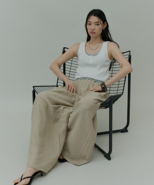 Plumel(プルメル)の「Bi-color Layered Tank Top / バイカラーレイヤードタンクトップ(Tシャツ/カットソー・レディース・ホワイト/ライトブルー/グレー・MEDIUM)」の20枚目の写真