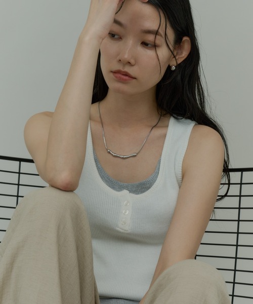 Plumel(プルメル)の「Bi-color Layered Tank Top / バイカラーレイヤードタンクトップ(Tシャツ/カットソー・レディース・ホワイト/ライトブルー/グレー・MEDIUM)」の18枚目の写真