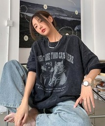 オーバーサイズCATプリントTシャツ