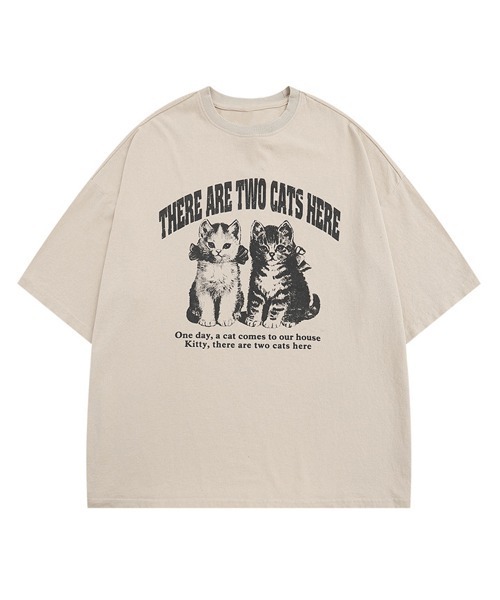 Ressaca（レサーカ）の「オーバーサイズCATプリントTシャツ（Tシャツ/カットソー・メンズ・ブラック/ベージュ・L/XL/M）」の13枚目の写真