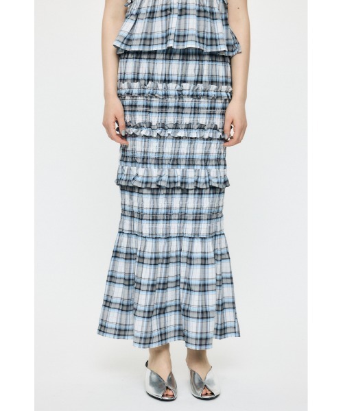 MOUSSY(マウジー)の「【セットアップ対応】PLAID GATHER マキシスカート(スカート・レディース・ベージュ系その他/ブラック/ホワイト系その他・1/2)」の2枚目の写真