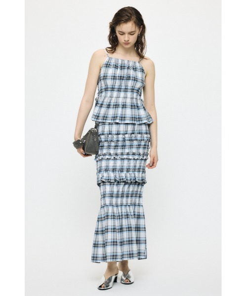 MOUSSY(マウジー)の「【セットアップ対応】PLAID GATHER マキシスカート(スカート・レディース・ベージュ系その他/ブラック/ホワイト系その他・1/2)」の8枚目の写真