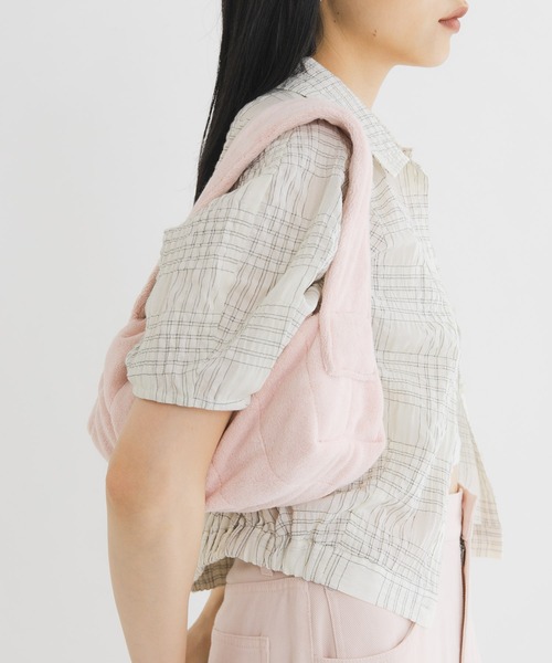KBF（ケイビーエフ）の「パイルミニBAG（ハンドバッグ・レディース・チャコールグレー/ピンク・ONE）」の10枚目の写真