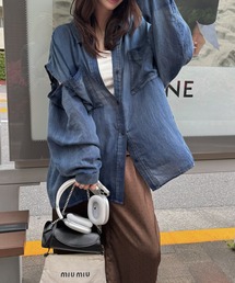 indigo gauze open shoulder oversize SH
