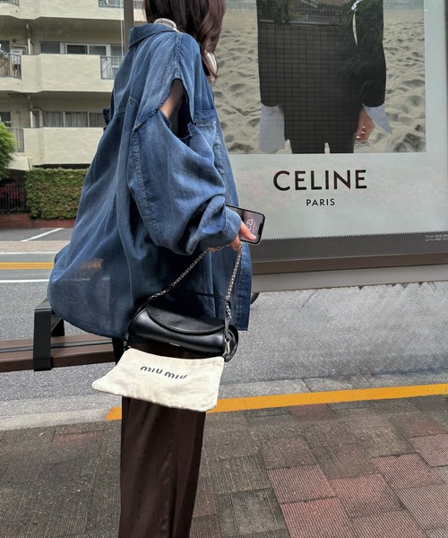 WILLFULLY(ウィルフリー)の「indigo gauze open shoulder oversize SH(シャツ/ブラウス・レディース・ブルー/ストライプ・FREE)」の16枚目の写真
