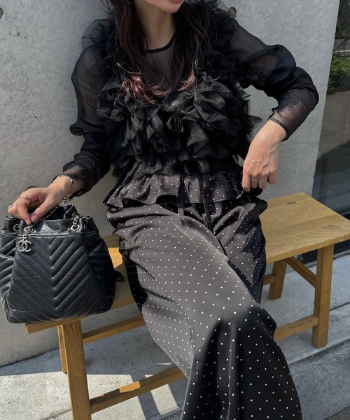 WILLFULLY(ウィルフリー)の「ruffle waist satin polka dot relax PT(その他パンツ・レディース・ブラック/ブラウン・FREE)」の12枚目の写真