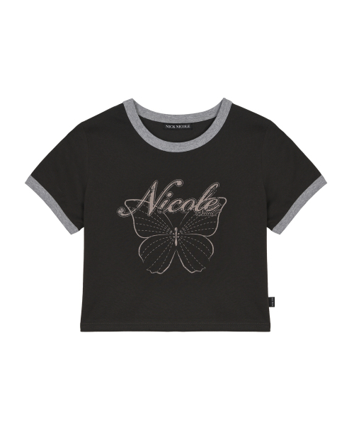 NICK&NICOLE（ニックアンドニコール）の「BUTTERFLY RINGER CROP TOP_CHARCOAL（Tシャツ/カットソー・レディース・その他・FREE）」の4枚目の写真