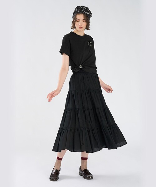 To b. by agnes b.(トゥービーバイアニエスベー)の「ロゴ刺繍 ハート プリント コットン 半袖 Tシャツ(Tシャツ/カットソー・レディース・ブラック・40/38)」の9枚目の写真