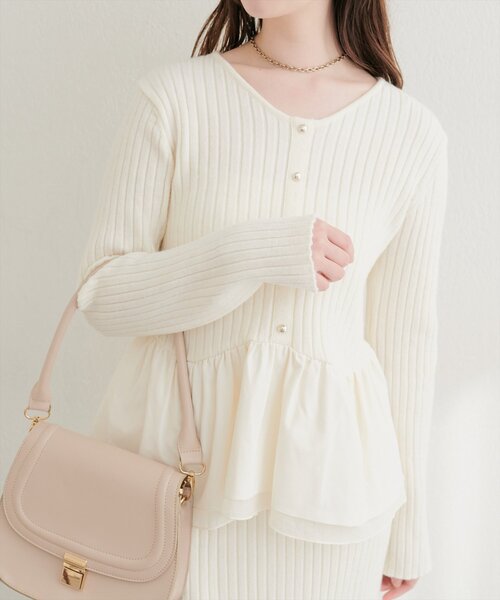 natural couture(ナチュラルクチュール)の「【6/12~6/14限定受注販売】異素材ラメペプラムニット(ニット/セーター・レディース・ミント/ブラック/ブラウン/チャコールグレー/アイボリー・FREE)」の6枚目の写真