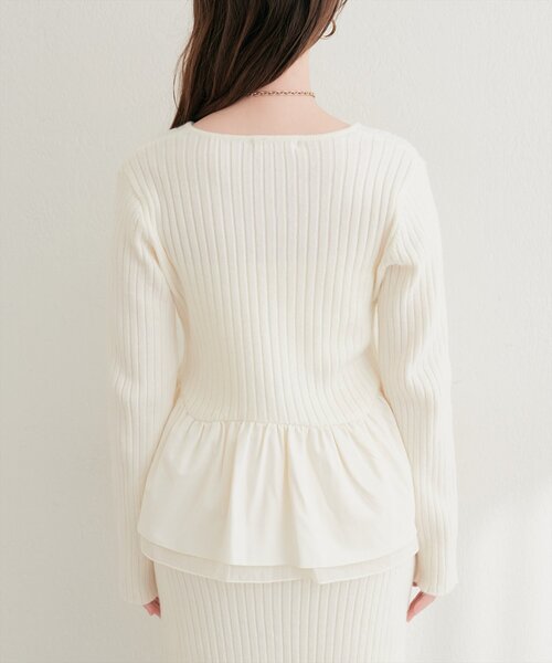 natural couture(ナチュラルクチュール)の「【6/12~6/14限定受注販売】異素材ラメペプラムニット(ニット/セーター・レディース・ミント/ブラック/ブラウン/チャコールグレー/アイボリー・FREE)」の12枚目の写真