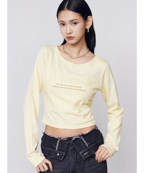 EMODA(エモダ)の「ロゴパッチロンT(Tシャツ/カットソー・レディース・イエロー/グレー/ブラウン/ホワイト・FREE)」の20枚目の写真