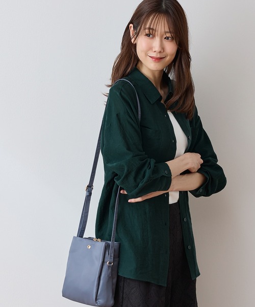 Honeys（ハニーズ）の「【ハニさら・接触冷感】麻混ポケ付ゆるシャツ（シャツ/ブラウス・レディース・グリーン/ブラック/ベージュ/アイボリー/ブラウン・L/LL/M）」の14枚目の写真