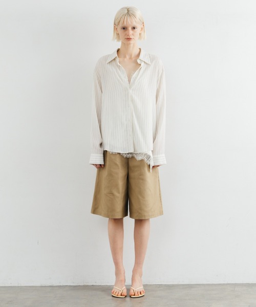 CREDONA（クレドナ）の「WIDE BERMUDA PANTS/ワイドバミューダパンツ（その他パンツ・レディース・ベージュ/ブラック・0/1）」の5枚目の写真